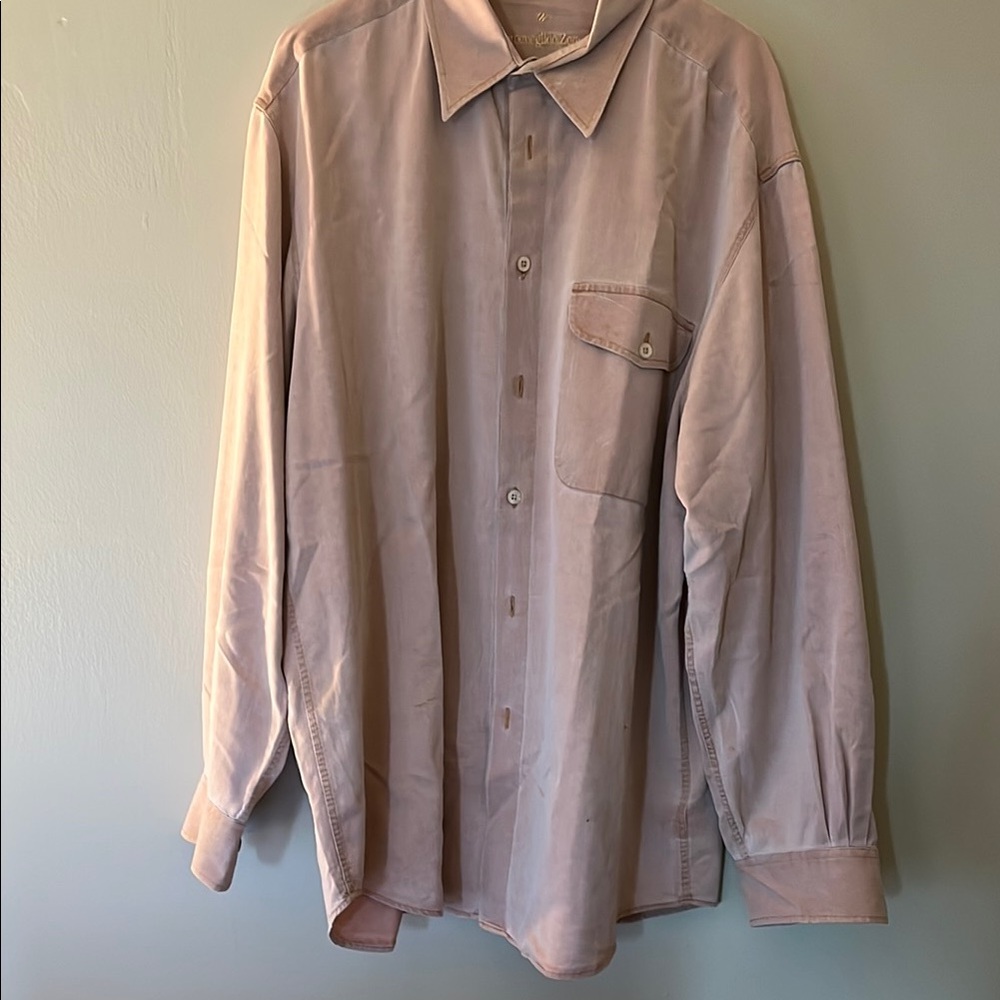 Ermenegildo Zegna Men's Casual Button Down Shirt - Light Pink